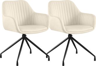 Clp Set De 2 Sillas De Comedor Novanis Crema Terciopelo