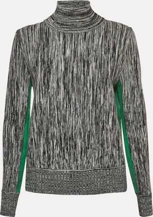 Sportmax Grey Striped Knit Contrast Side Trim High Neck Sweatshirt
