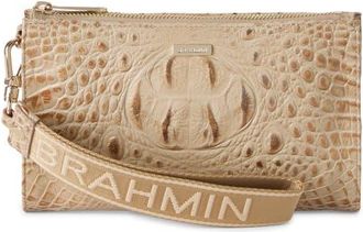 Brahmin Adia Croc Embossed Leather Wristlet in Sandstorm at Nordstrom