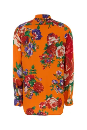 Moschino Womens Printed Satin Shirt Fantasiaarancio Exterior: Viscose Camicie