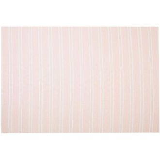 Beliani Beliani - Alfombra Rosa Reversible De Material Sint&eacute;tico 140 X 200 Cm Exterior E Interior A Rayas Blancas Rectangular Akyar