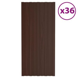 Berkfield Home Roof Panels 36 pcs Galvanised Steel Brown 100x45 cm