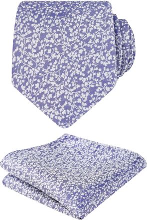 Alizeal Mens 8cm Floral Printed Wedding Party Classic Colorful Necktie with Hanky Set, Lavender