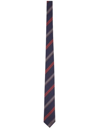 Ferragamo Blue Cravatta In Seta Stripes Tie