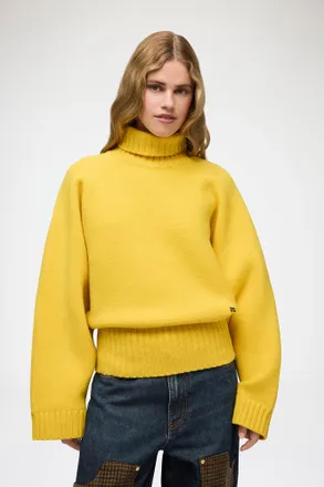 Ganni Yellow Turtleneck in Double Knit