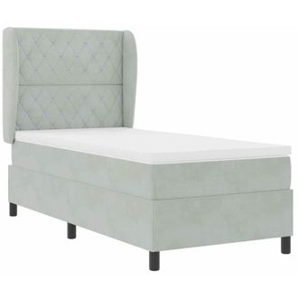 vidaXL Cama Tipo Box Spring Gris Claro 100 X 200 Cm Terciopelo Vidaxl
