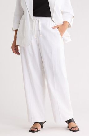 Jones New York Tie Waist Linen Blend Pants in Natural White at Nordstrom, Size 2 X