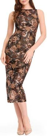Dress The Population Helena Sequin Floral Cocktail Sheath Dress in Black Multi at Nordstrom Rack, Size Xx-Small