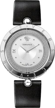 Versace Eon Watch - Dames - Horloges - Grijs - ONE Size - Leer - Accessoires