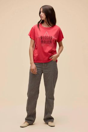 Daydreamer Morgan Wallen Rhinestone Star Solo Tee In Deep Sea Coral