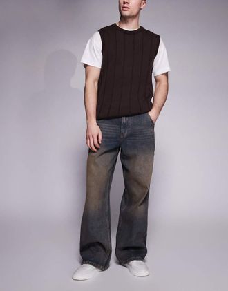 Good For Nothing Jeans ampi lavaggio blu scuro vintage con schizzi di vernice