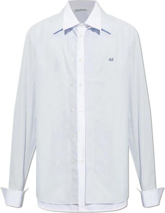 Acne Studios Gelaagde Poplin Blouse - Heren - Zakelijke Overhemden - Blauw - L - Katoen - Overhemden