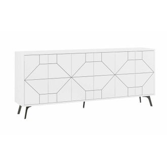 Dmora Dmora - Aparador Dlabrocc, Buf&eacute; De Sal&oacute;n, Aparador De Sal&oacute;n, Despensa De Cocina, 184x35h77 Cm, Blanco