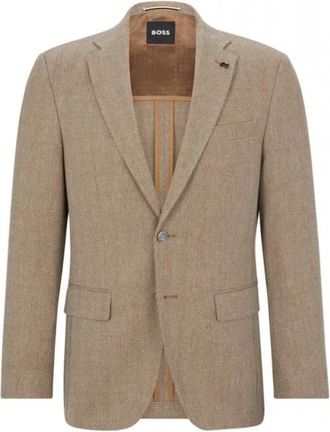 HUGO BOSS Hutson Blazer - Heren - Blazers - Beige - XL - Leer - Jassen