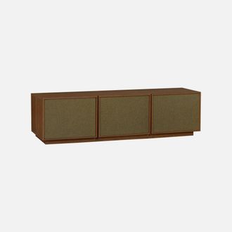 Sweeek Mueble De Tv Efecto Madera Y Tela Con 3 Puertas, 180cm