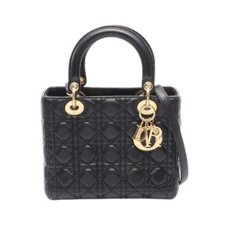 Dior Pre-owned Lady Dior Leren Handtas - Dames - Pre-owned - Zwart - Maat: ONE Size Leer