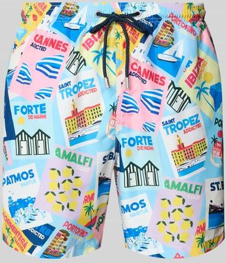 MC2 Saint Barth Badehose im Allover-Look Modell LIGHTING Postcard in Hellblau, Gr&ouml;&szlig;e XXL