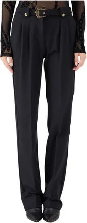 Versace Jeans Couture Zwarte Sigarettenbroek met Pincetten - Dames - Straight fit broeken - Zwart - XS - Polyester - Broeken