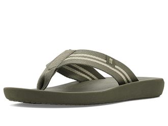 FitFlop Iqushion Two-Stripe Webbing Flip-Flops Mens Wedge Shoes Deep Olive/Sage Green : 12.5 M (D), Synthetic