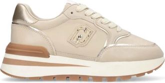 Liu Jo Platform leren sneakers met contrastinzetten - Dames - Sneakers - Beige - 39 EU - Schoenen