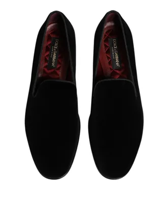 Dolce & Gabbana Mens Velvet Loafer Black Viscose Cotton