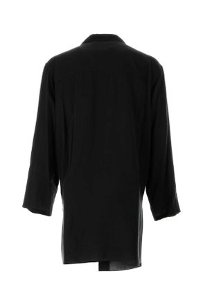 Yohji Yamamoto Mens Black Cellulose Oversize Shirt Exterior: Camicie