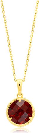 MAX + STONE 14k Yellow or White Gold Roped Halo 6mm Round Gemstone Pendant Necklace