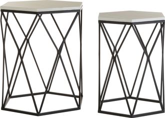 Premier Housewares Set Of Two Arcana Hexagonal Side Tables