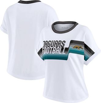 WEAR by Erin Andrews Womens WEAR by Erin Andrews White Jacksonville Jaguars Cropped Center Stripe Dolman T-Shirt at Nordstrom, Size Xx-Large