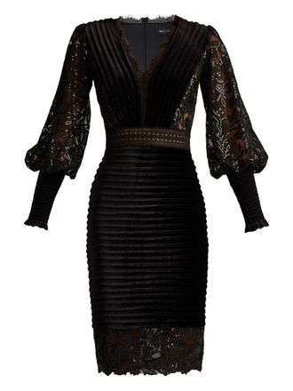 Tadashi Shoji lace pleated midi dress - Black