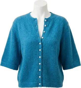 Faherty Apres Alpaca Cardigan In Blue Lights