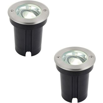 Loops 2 PACK Stainless Steel IP67 Ground Light - 6W Cool White LED - Tilting Head in Metallics