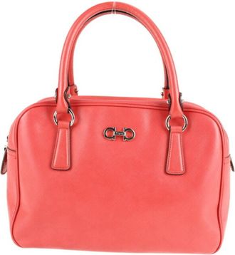 Ferragamo Gancini Leather Boston Bag Handbag Tote Bag (Pre-Owned)