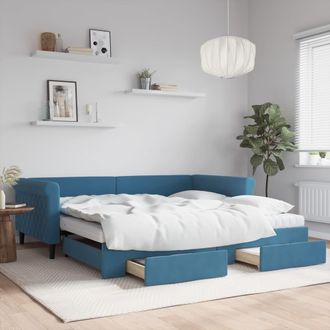 vidaXL Vidaxl - Sof&aacute; Cama Nido Con Cajones Terciopelo Azul 100x200 Cm