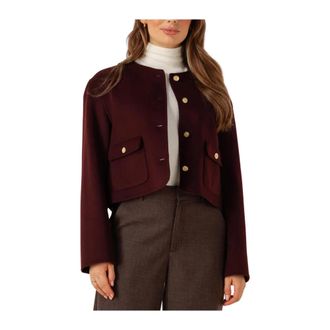 Tommy Hilfiger Jassen, Dames, Rood, M, Wol, Bordeaux Wolblend Damesjas