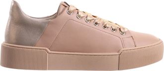 H&ouml;gl Beige Blade Metallic Accent Leather Wedge Sneakers