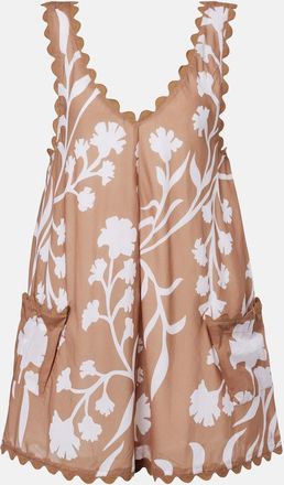 Juliet Dunn Floral scalloped cotton minidress