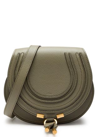 Chlo&eacute; Marcie Small Grained Leather Saddle bag - Green - One Size