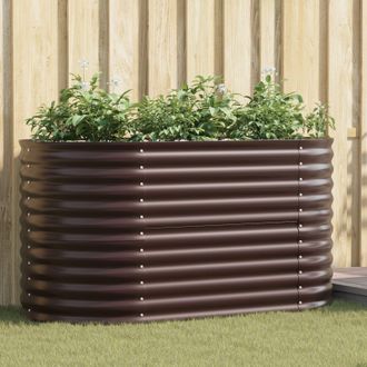 Berkfield Home Garden Raised Bed - Brown, 160 x 80 x 81 cm, Galvanized Steel in Brown | Size: 160 x 80 x 81 cm