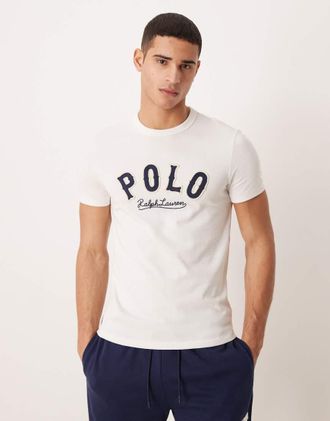 Polo Ralph Lauren T-shirt custom fit color bianco sporco con logo grande