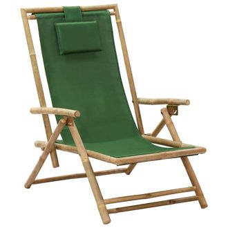 vidaXL Silla De Relax Reclinable De Bamb&uacute; Y Tela Verde Vidaxl