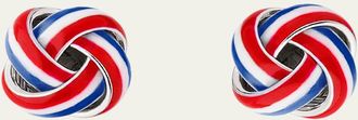 Jan Leslie Mens Sterling Silver Enamel Knot Cufflinks
