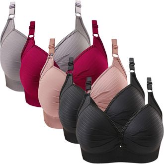 Generic 5PC Push Up Bras for Women Multipack Non Wired Bras Supportive Comfortable Bra Plus Size Ladies Bras Wireless Underwear Black