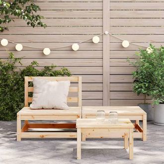 Berkfield Home Garden Sofa Armless with Footstool Solid Wood Pine in Natural