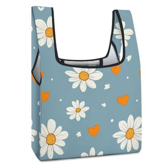 Generic Daisy Flower Shopping Bag Reusable Grocery Tote Bag Foldable Handbag for Travel Picnic