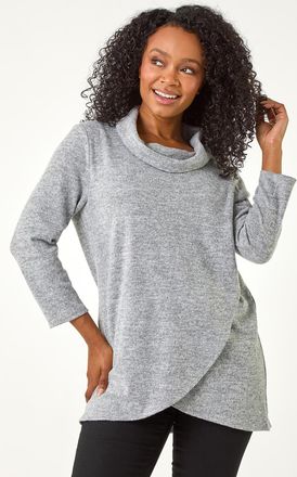 Roman Brushed Knit Wrap Top