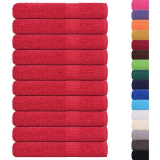 vidaXL Toallas 10 Uds Rojo 100x200 Cm 360 Gsm 100% Algod&oacute;n Vidaxl