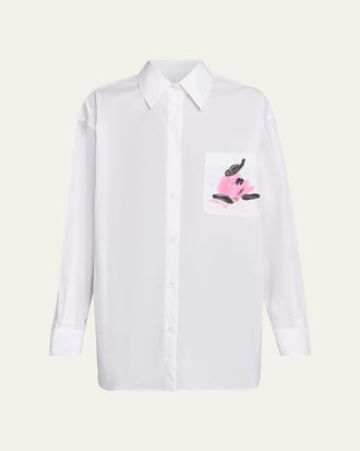 Marni Flower Patch Oversized Button-Down Shirt