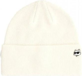 Karl Lagerfeld Ikon Beanie - unisex - Hoeden - Beige - ONE Size - Wol - Accessoires