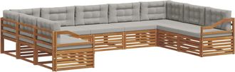vidaXL Conjunto De Sof&aacute;s De Exterior 9 Uds. Gris Natural Y Claro Vidaxl
